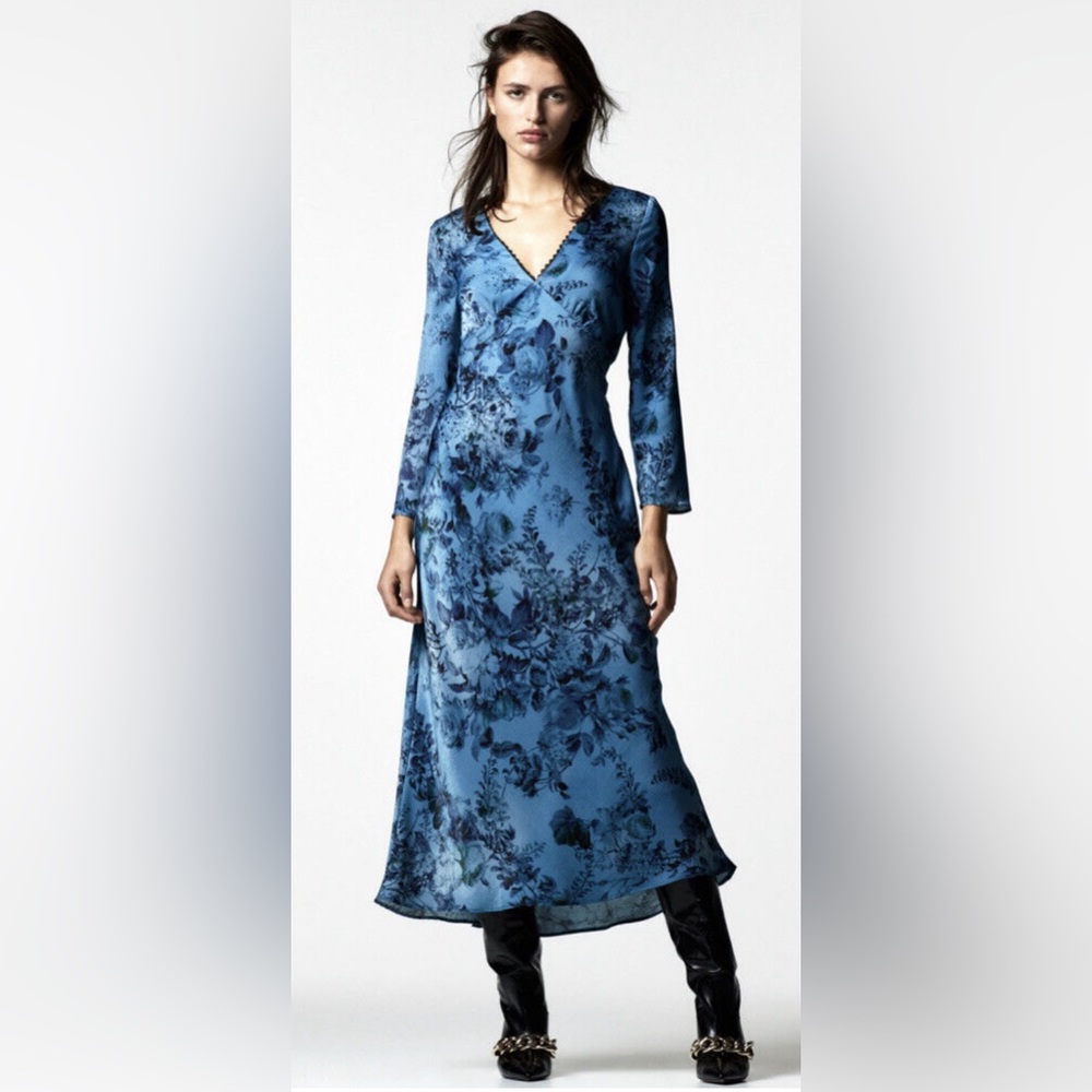 Zara Blue Floral Midi Dress